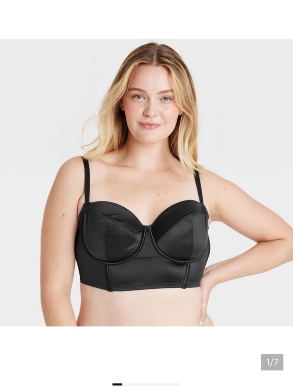 NWT AUDEN Women’s Black Corset Satin Bustier Lightly Lined Underwire Size Large